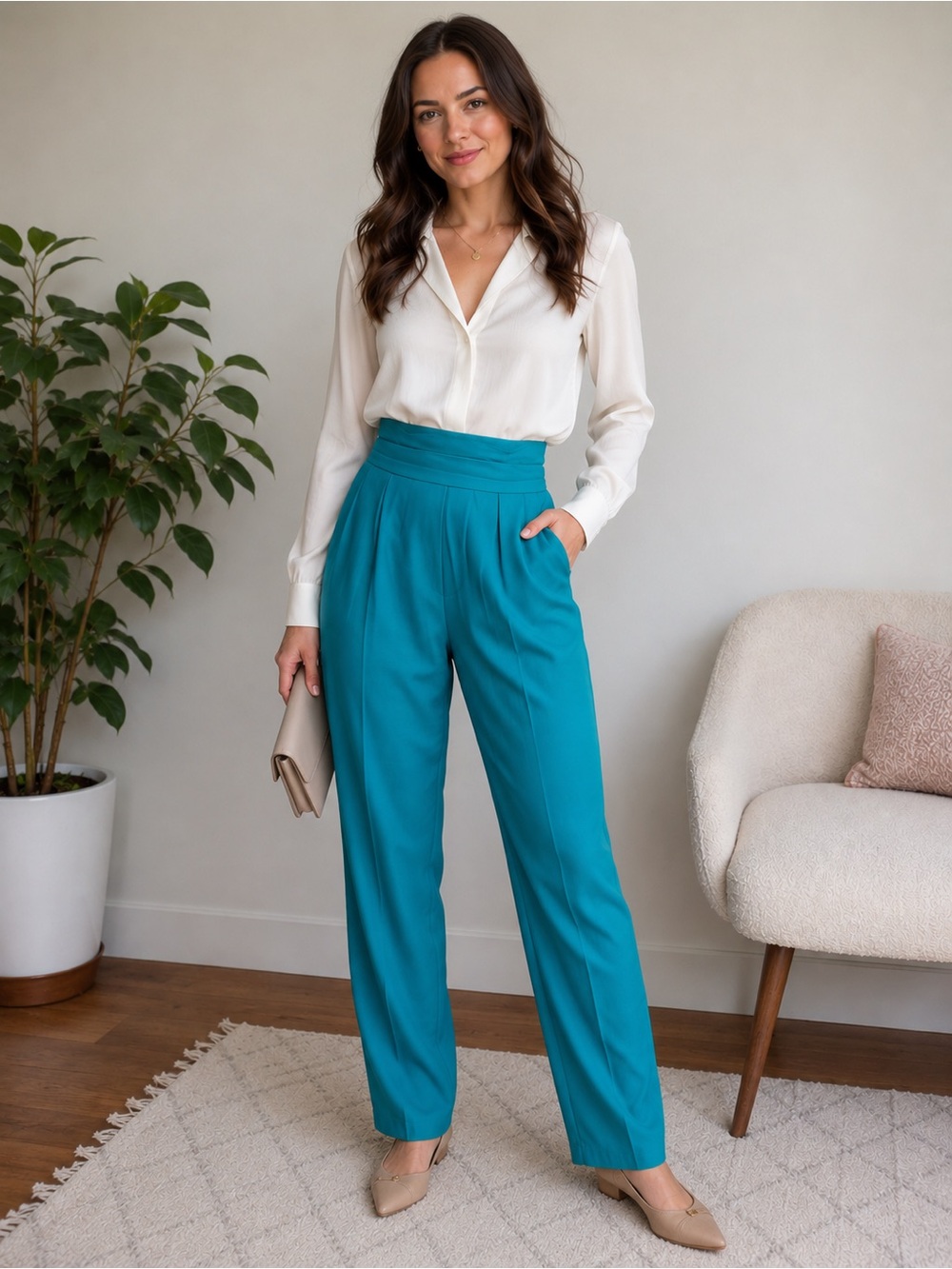 VTG High Waisted Pants Teal